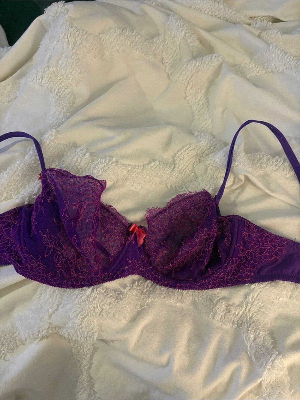 Victoria's Secret Purple Lace Bra with Pink Accent